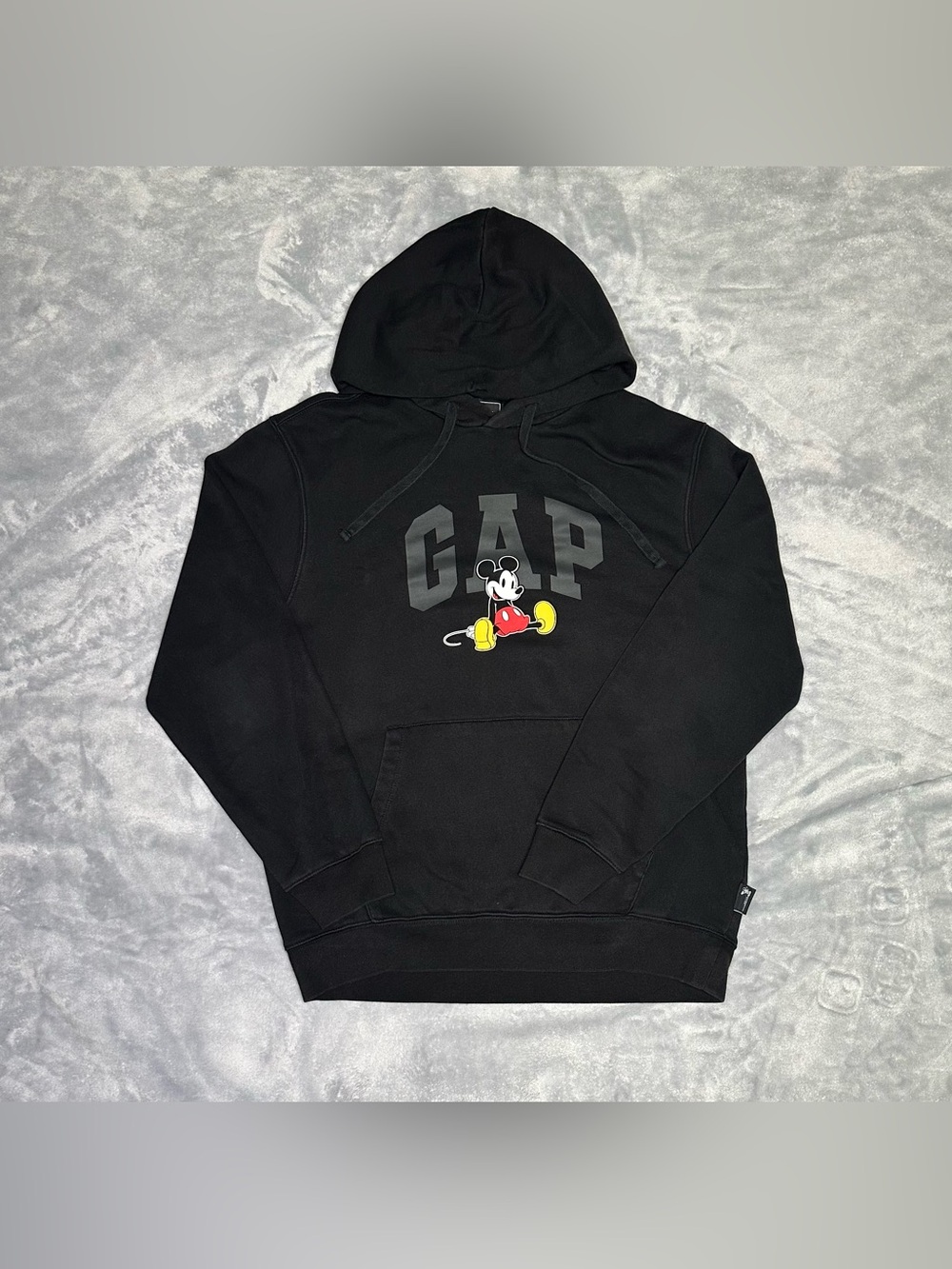 GAP x Disney Hoodie Mens M Black Mickey Mouse Graphic Pullover Sweatshirt